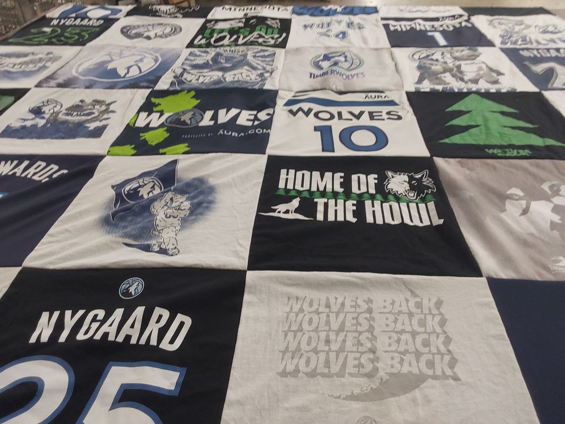 T-shirt quilt featuring minnesota timberwolves by Jeremy from WI