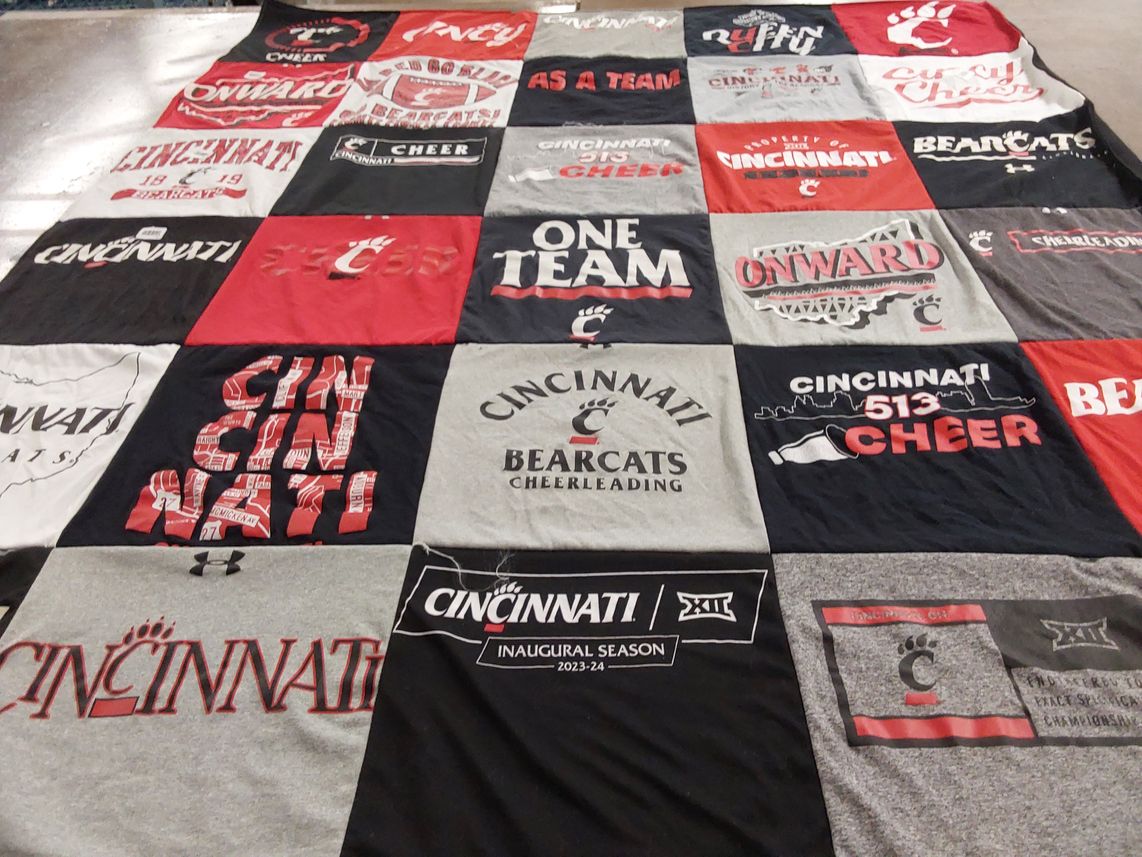T-shirt quilt featuring cincinnati bearcats by Lily from OH