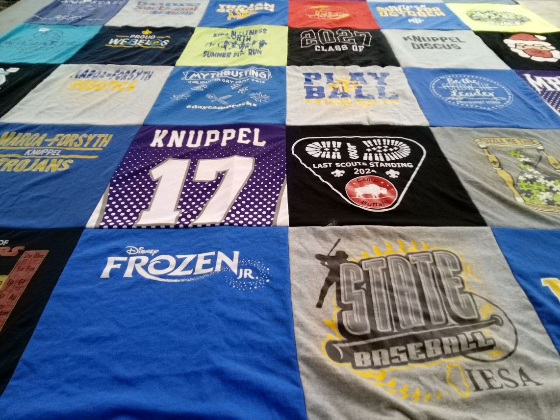 T-shirt quilt featuring maroa-forsyth trojans by Jan from IL