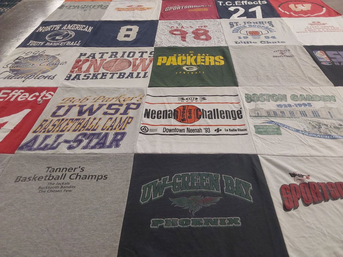 T-shirt quilt featuring uw-green bay phoenix, green bay packers by Jim from TX