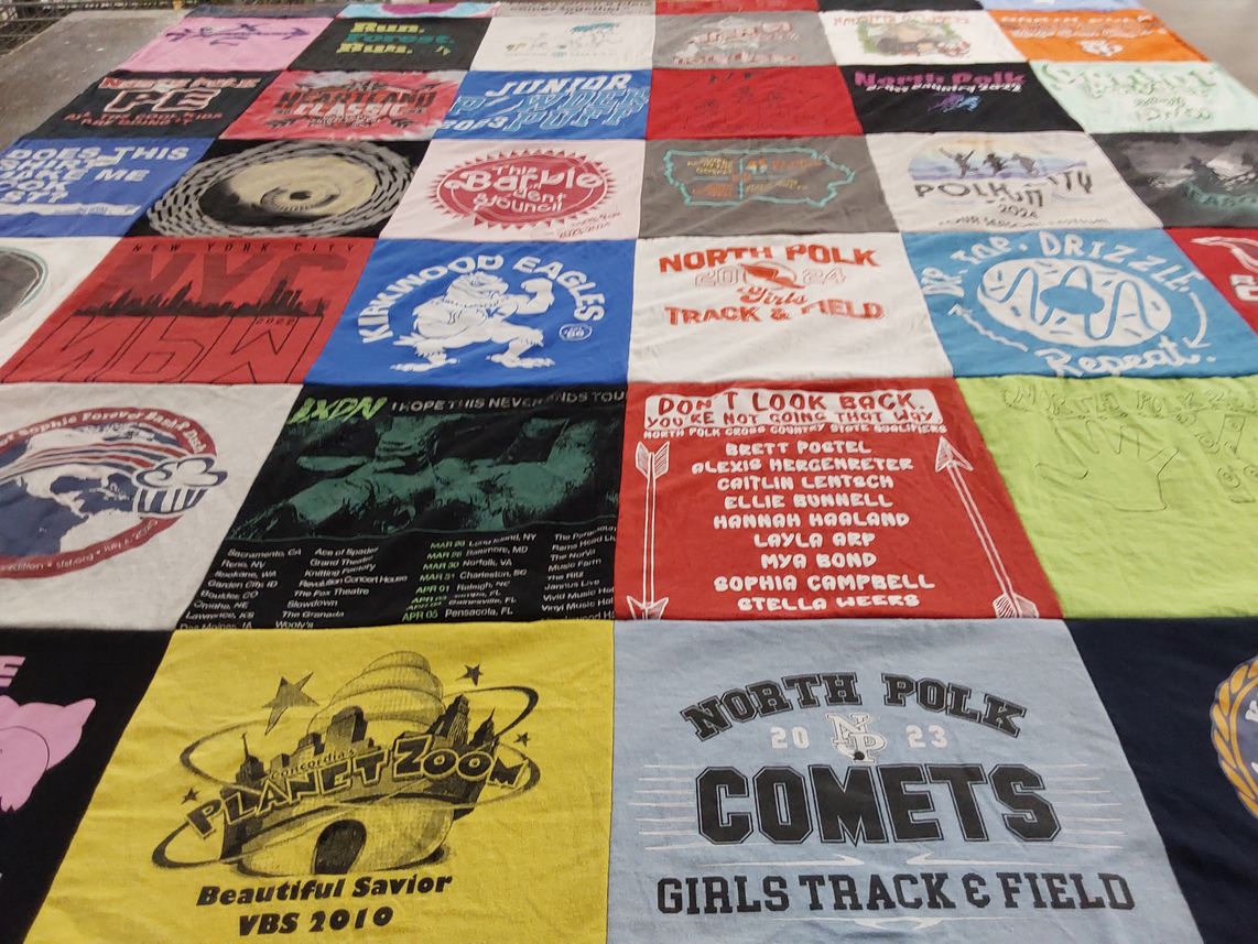 T-shirt quilt featuring north polk comets by Marnell from IA