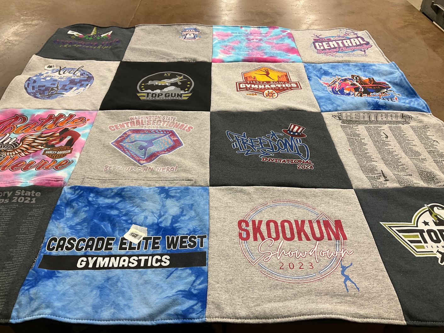 T-shirt quilt from central gymnastics team by Annel from WA