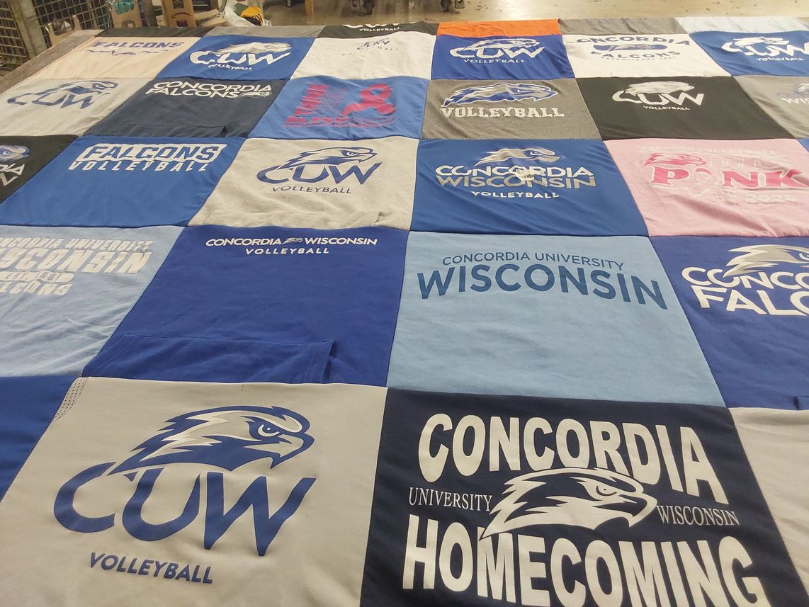 T-shirt quilt featuring concordia university falcons by Mickenzi from WI