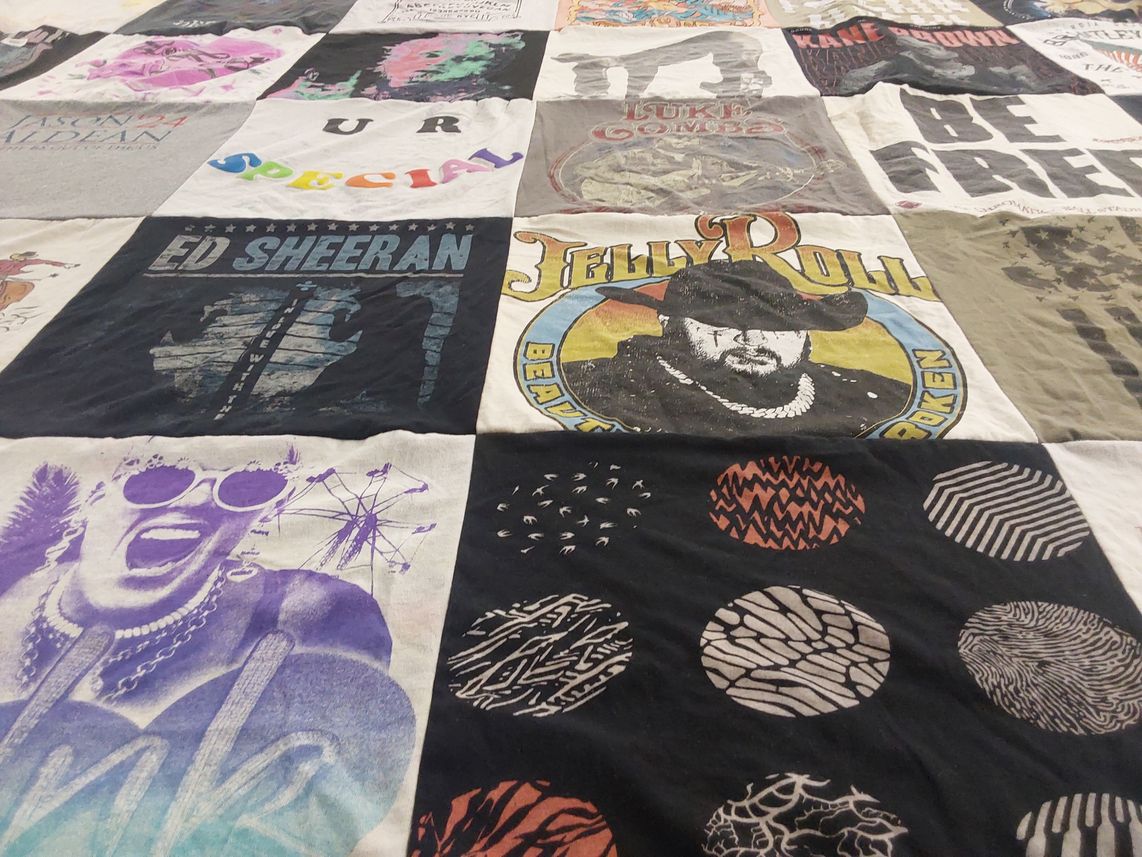 T-shirt quilt with music, country music themes by Stacy from PA