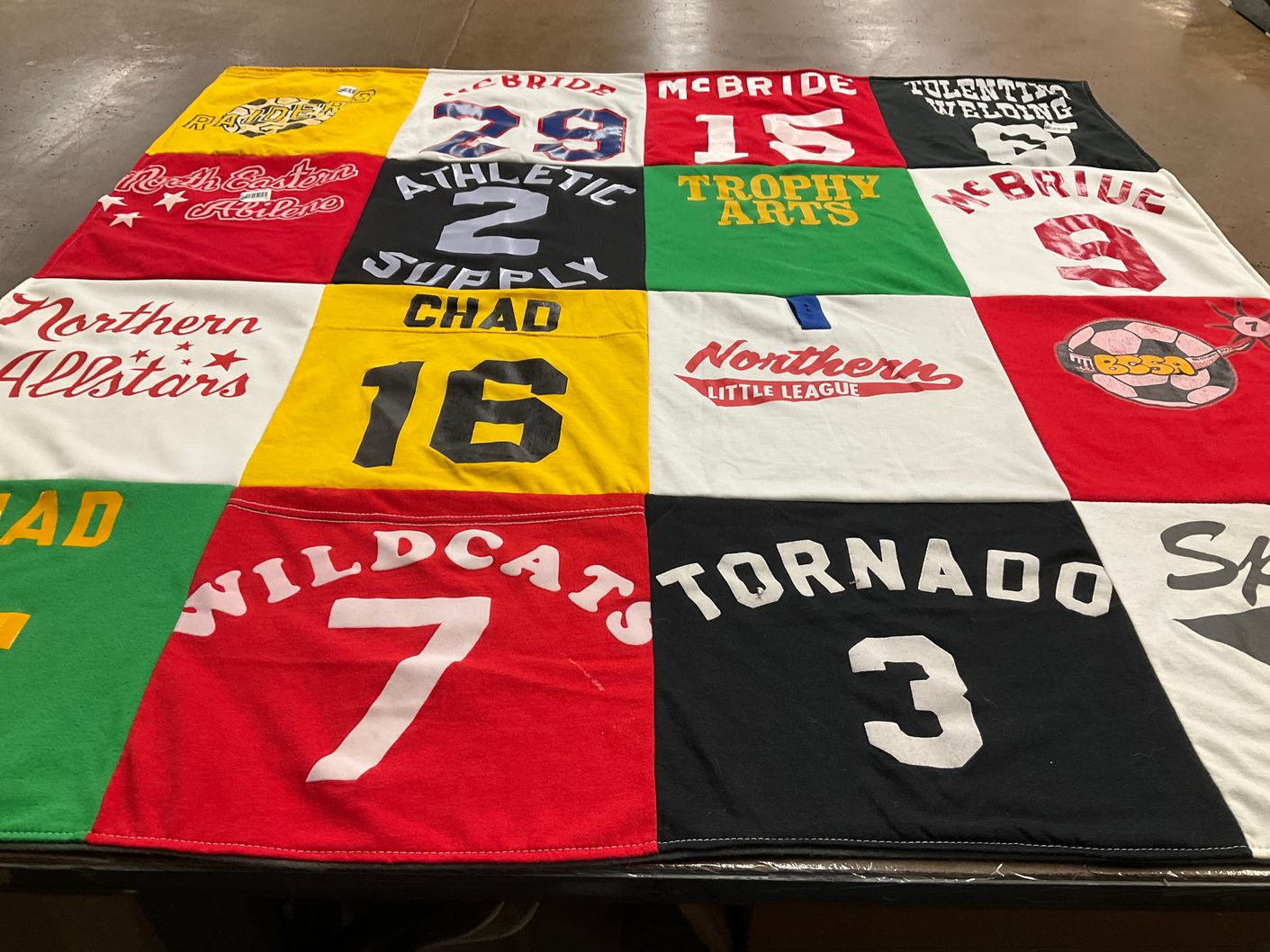 T-shirt quilt with sports, soccer themes by chad from TX