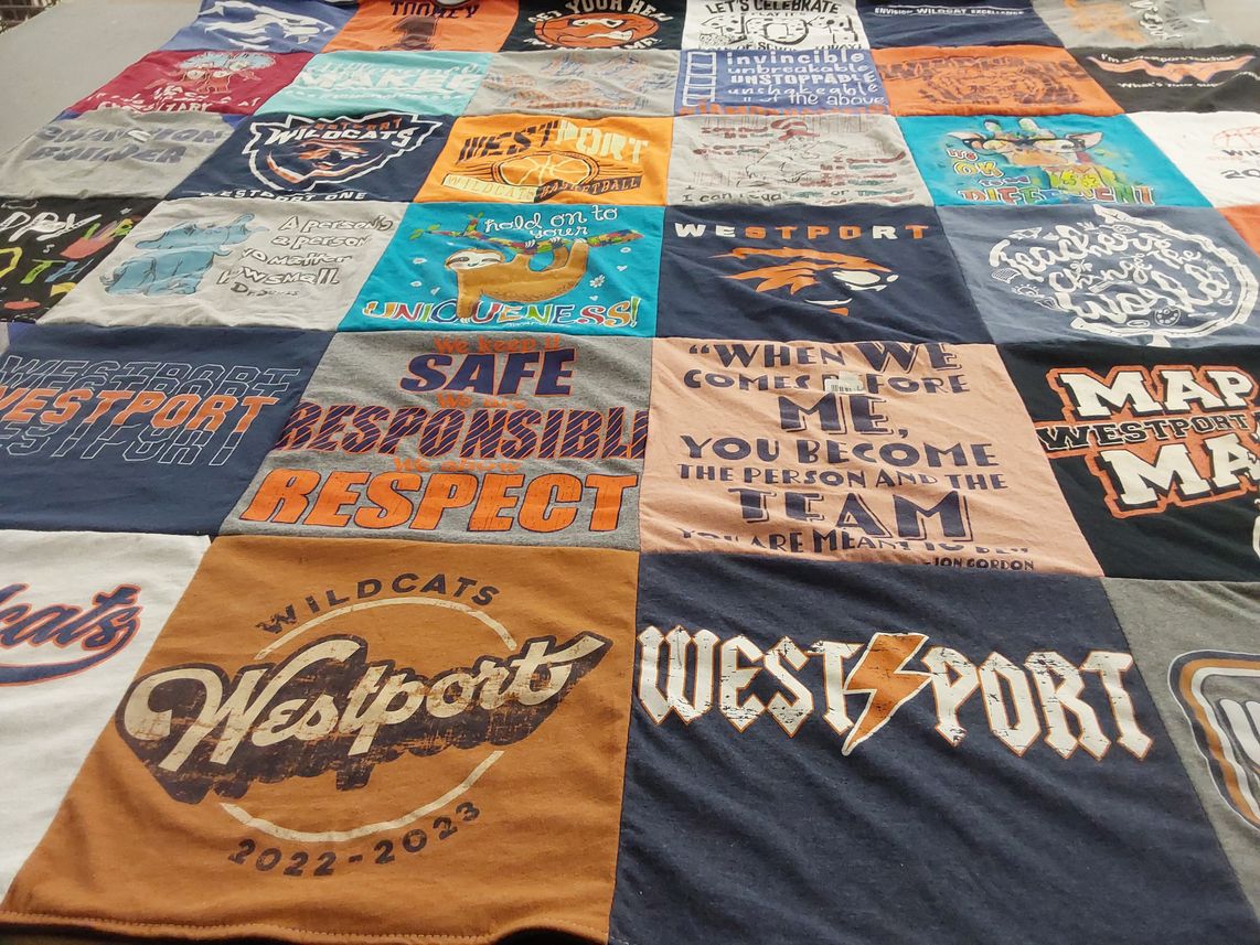 T-shirt quilt featuring westport wildcats by Angie from MO