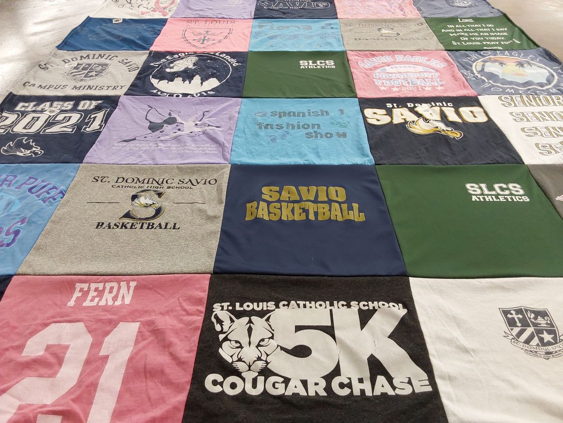 T-shirt quilt featuring savio eagles, cougars by Stephanie from CO