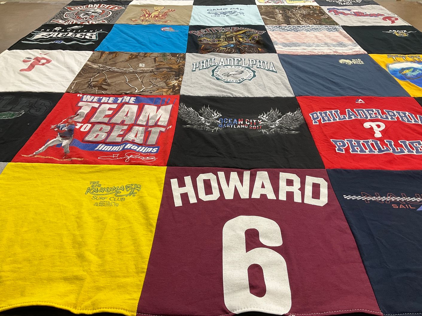 T-shirt quilt featuring philadelphia phillies, philadelphia eagles by Elizabeth from DE