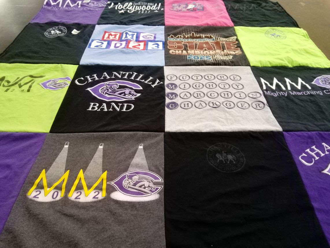 T-shirt quilt featuring mighty marching chargers by Ines from VA