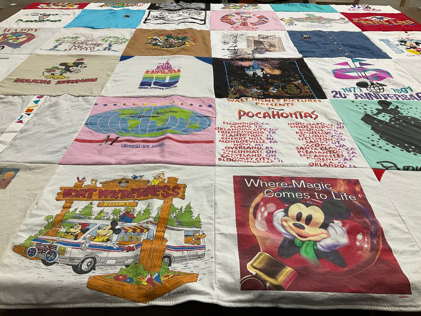 T-shirt quilt with disney, animation themes by Signorella from FL