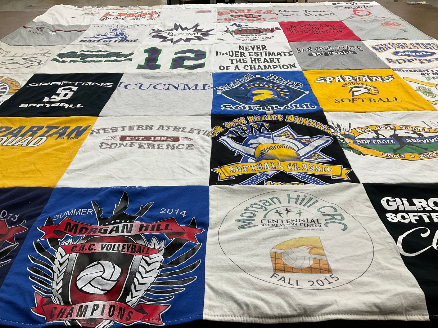 T-shirt quilt featuring spartans softball by Dianna from CA