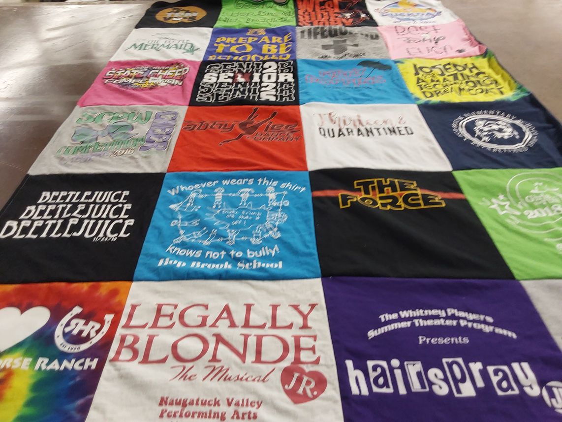 T-shirt quilt featuring cheer team by Julie from CT