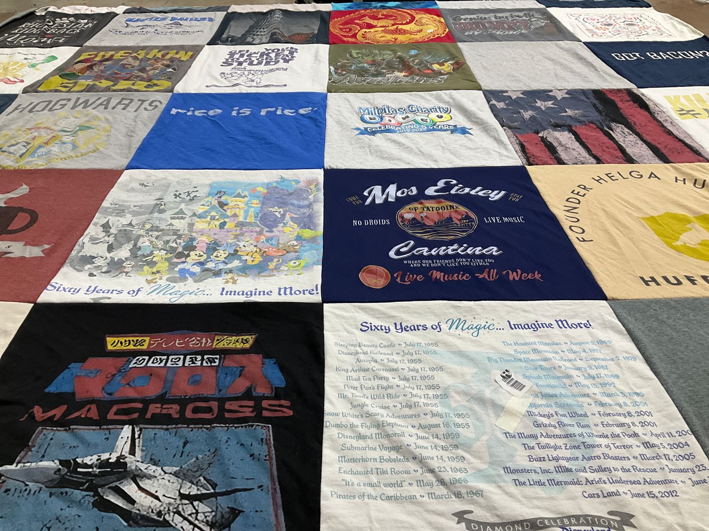 T-shirt quilt with disney, star wars themes by Alan from CA