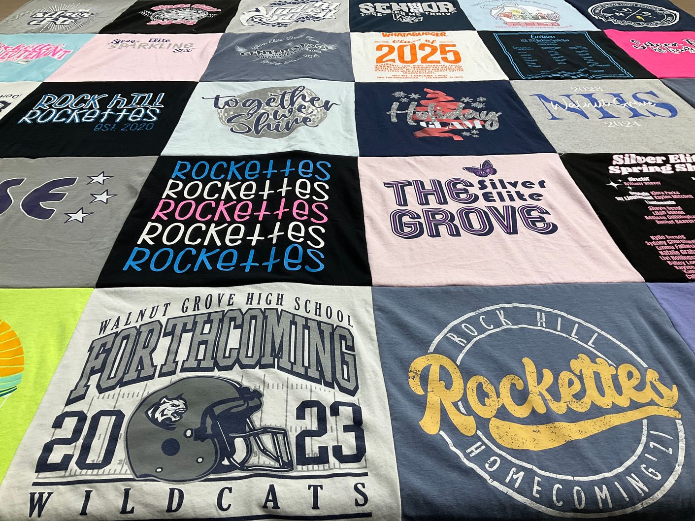 T-shirt quilt featuring rock hill high school wildcats by Abby from TX