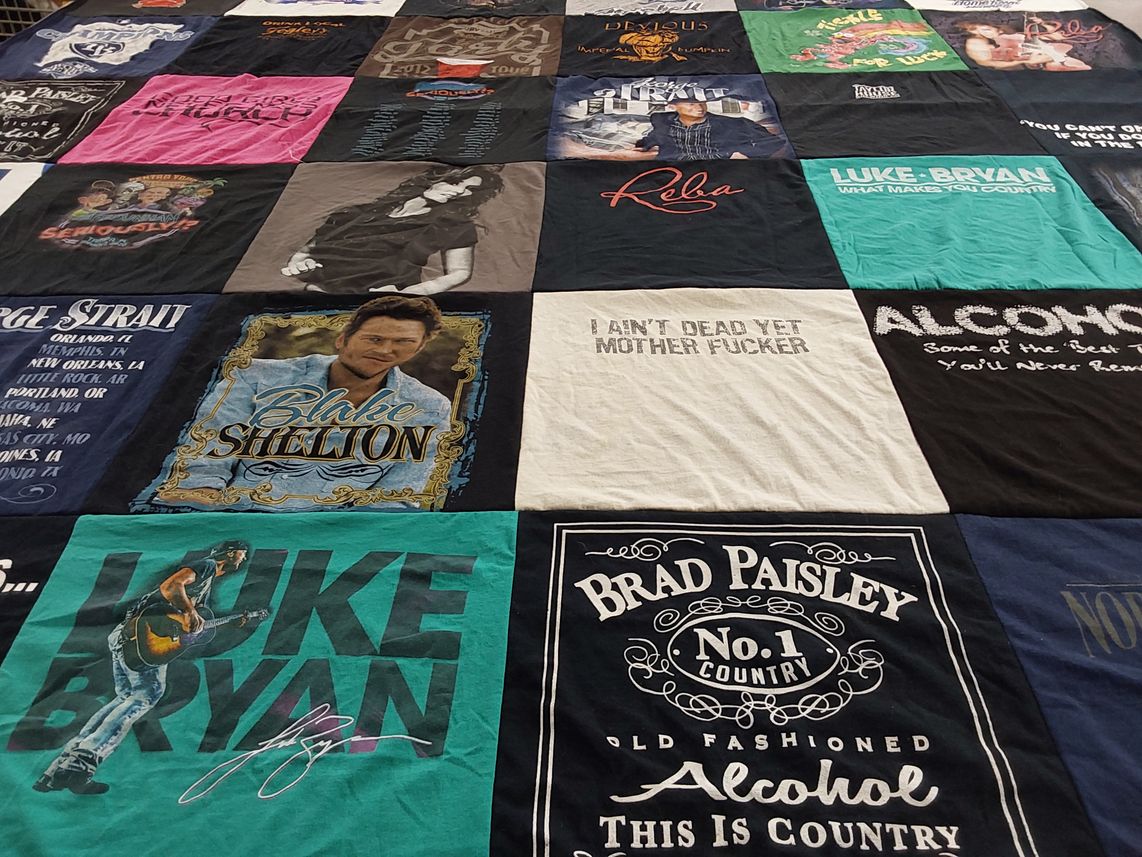 T-shirt quilt with country music themes by Joseph from FL