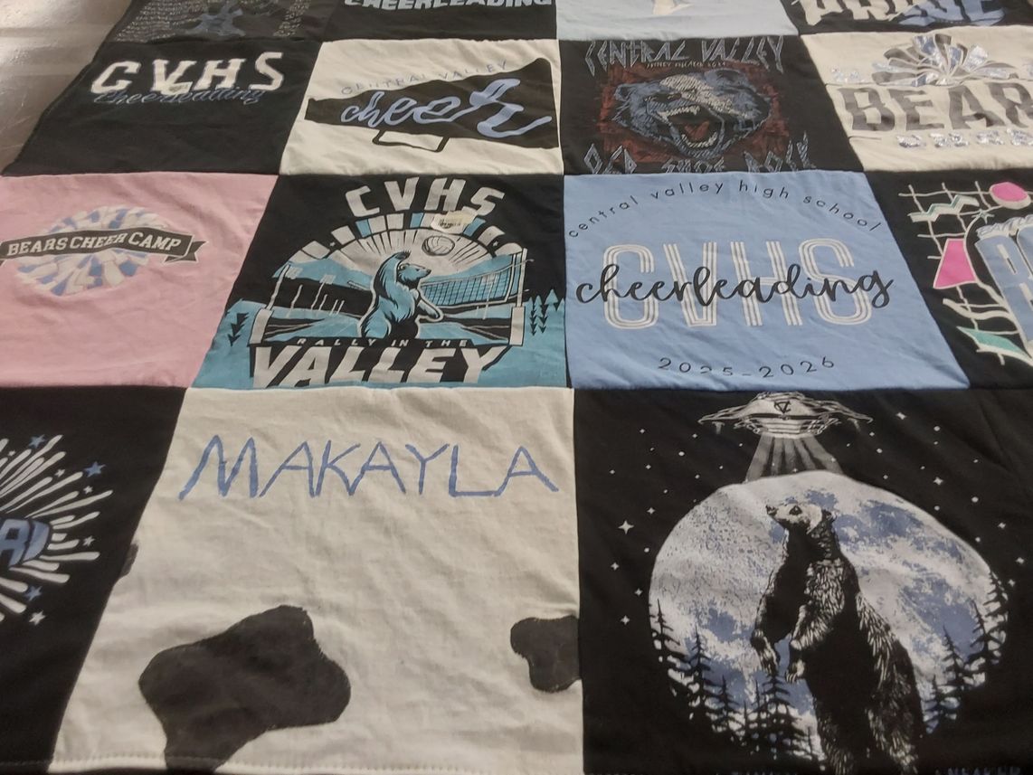 T-shirt quilt featuring central valley high school cheerleading by Renee from WA