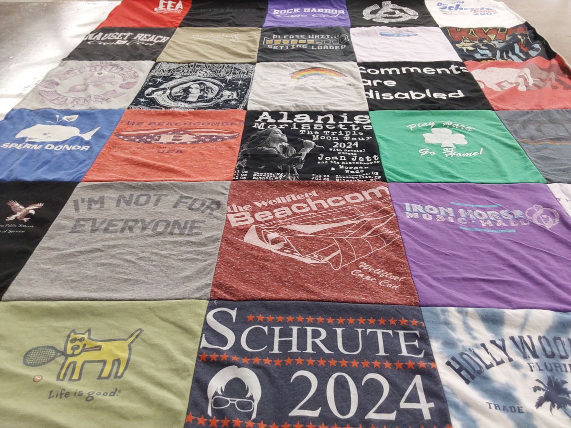 T-shirt quilt from wellfleet beachcomber, cultural center by Sandra from MA