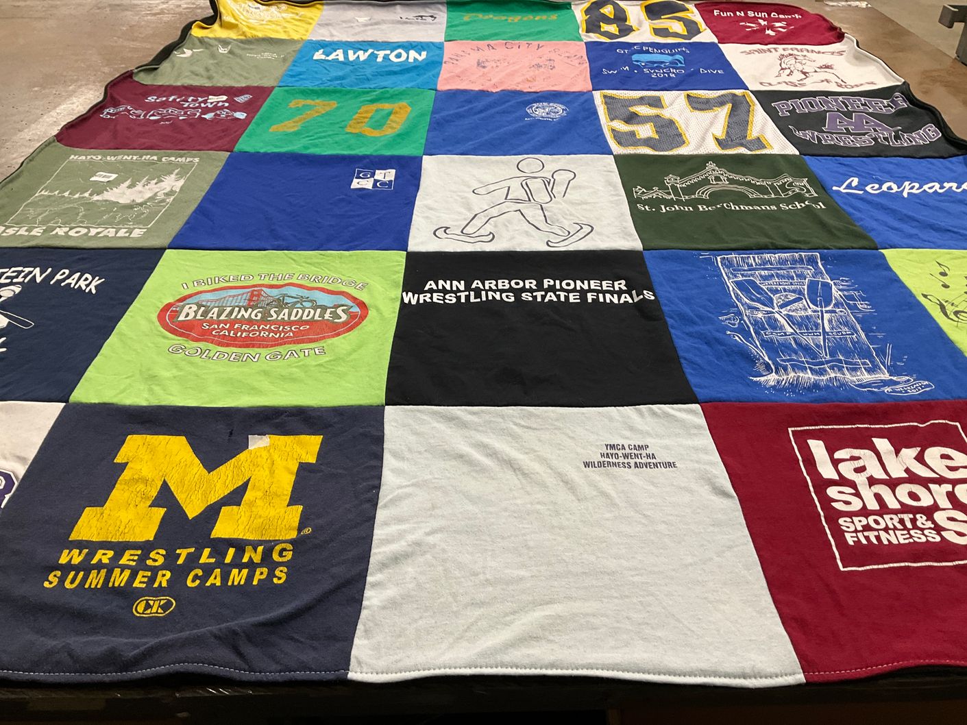 T-shirt quilt featuring university of michigan wrestling by Maureen from MI
