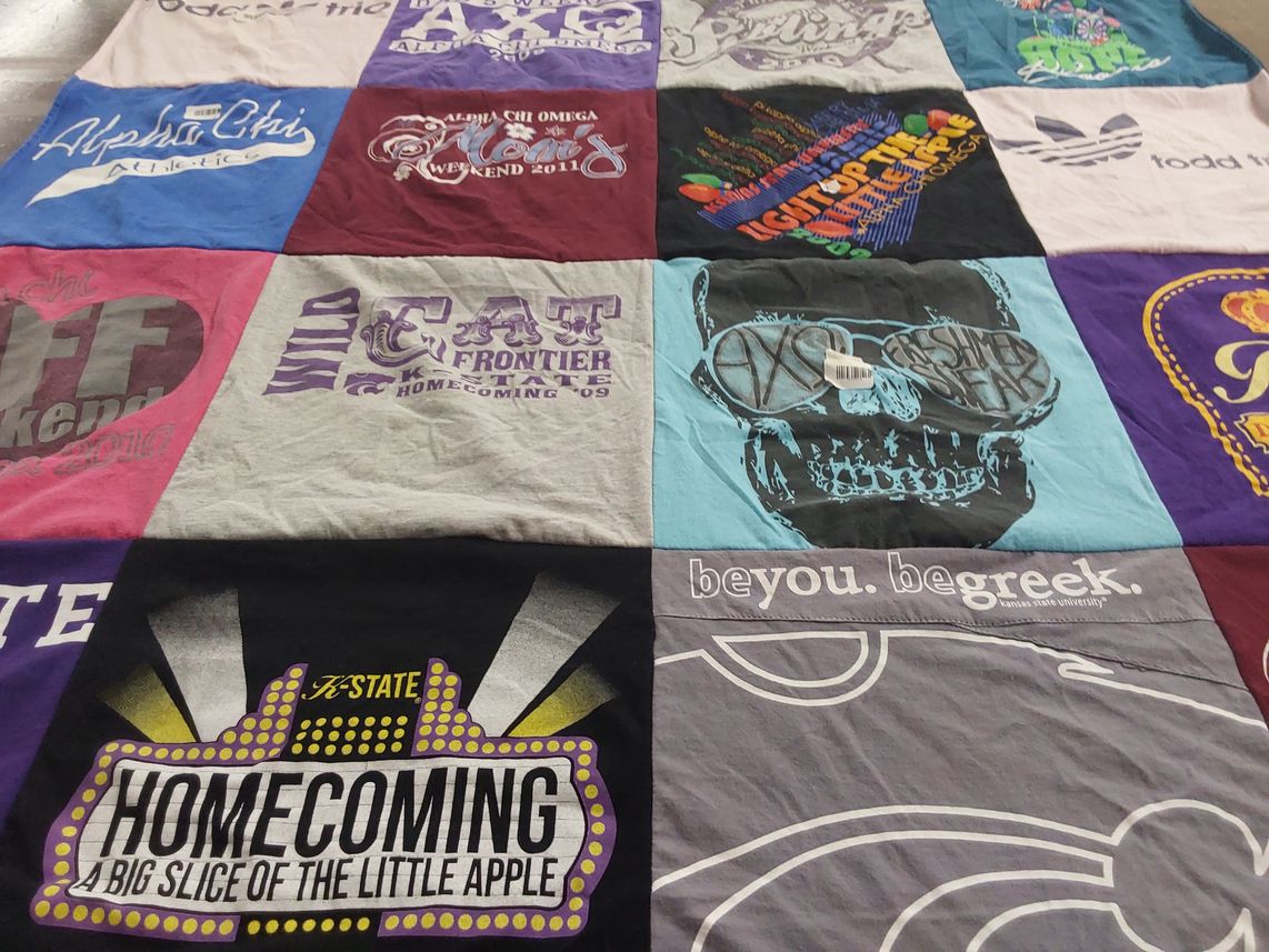 T-shirt quilt featuring kansas state university by Kailey from KS