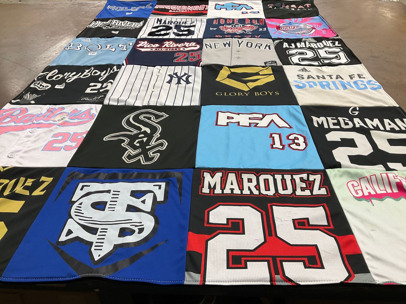 T-shirt quilt with baseball themes by Selina from CA