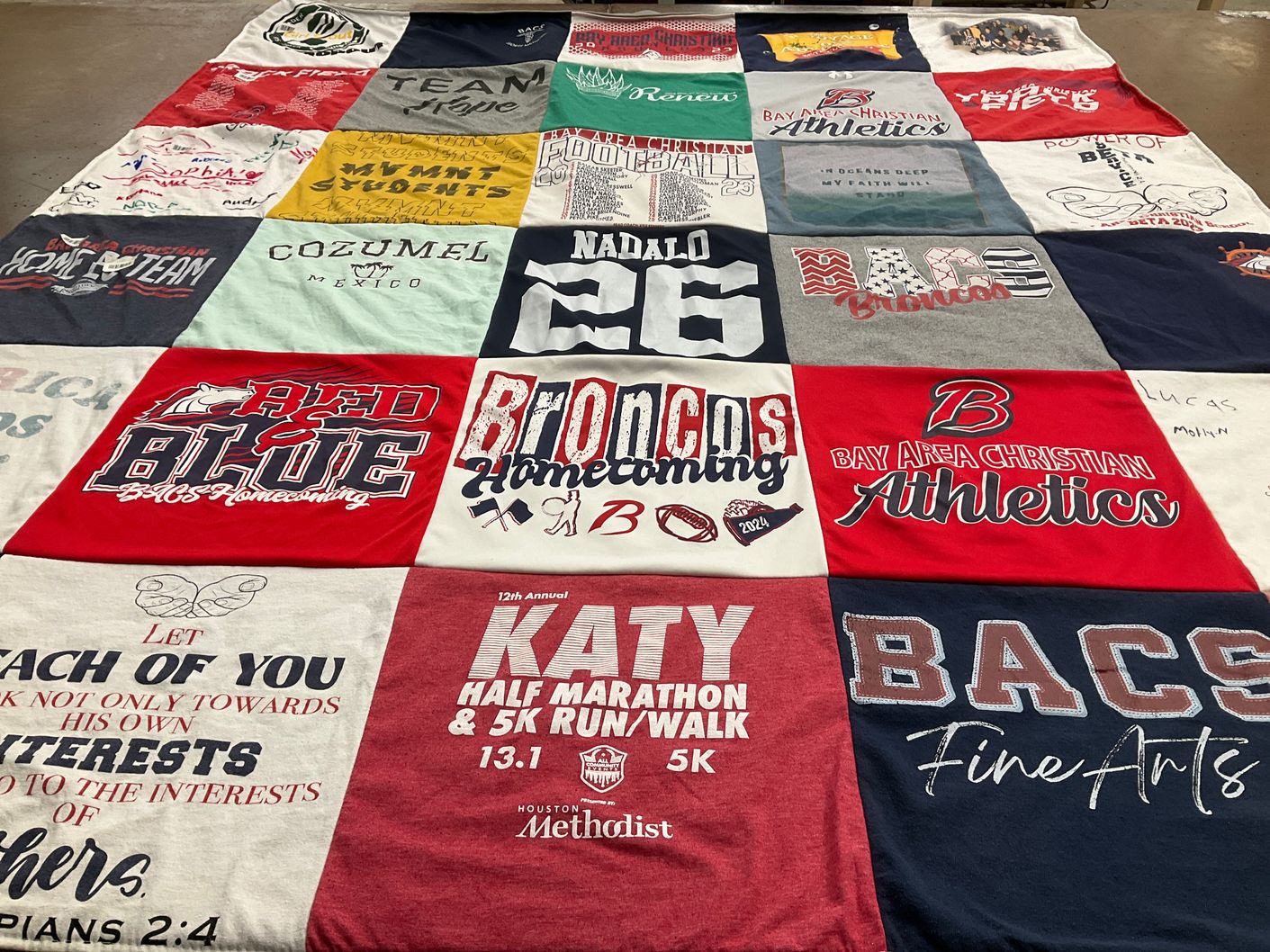 T-shirt quilt featuring bay area christian athletics by Dana from TX