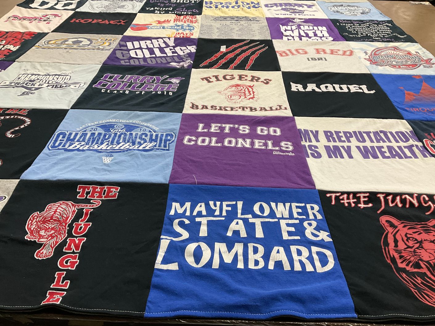 T-shirt quilt from curry college by Joyce from CT