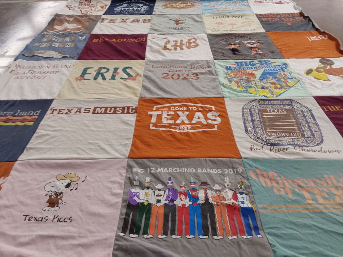 T-shirt quilt featuring >, the university of texas longhorns by Derek from TX