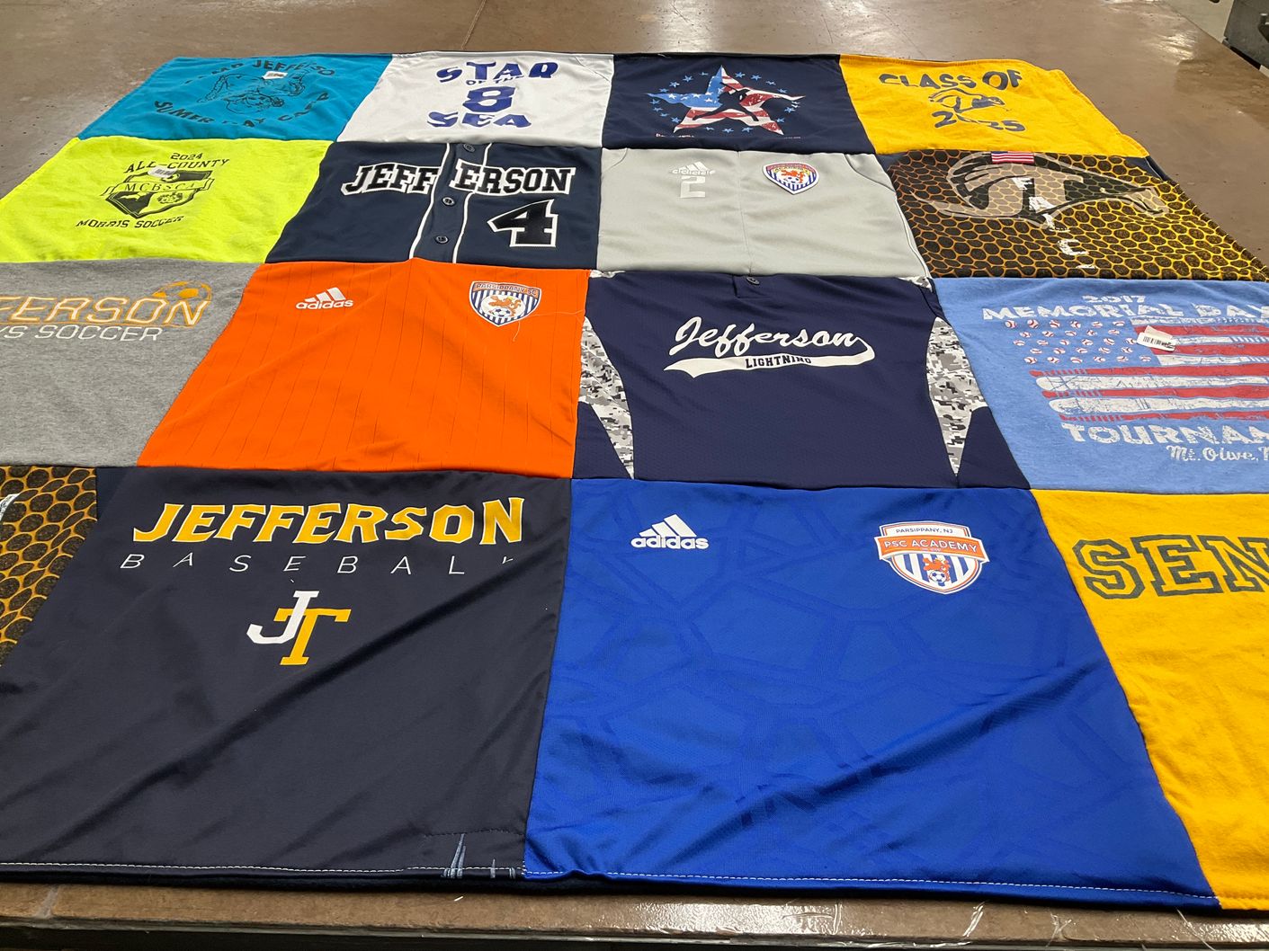 T-shirt quilt featuring jefferson soccer, jefferson baseball by Kim from NJ