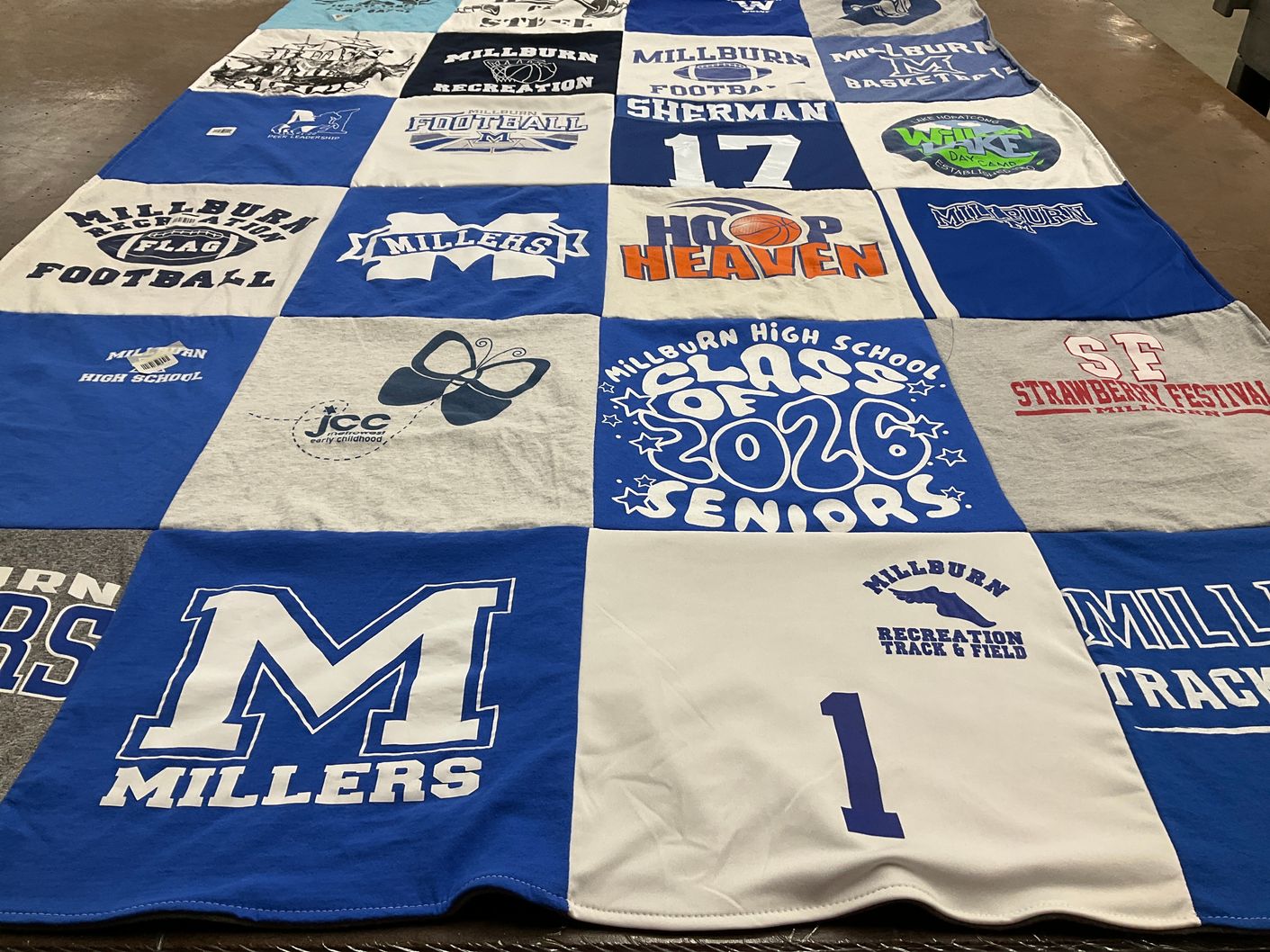 T-shirt quilt featuring millburn high school football, millburn high school basketball by Jill from NJ