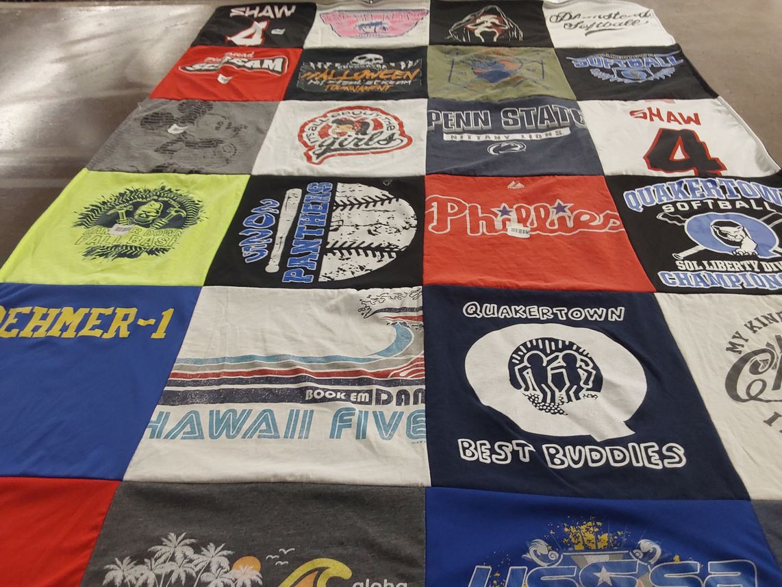 T-shirt quilt featuring quakertown softball by Carrie from PA