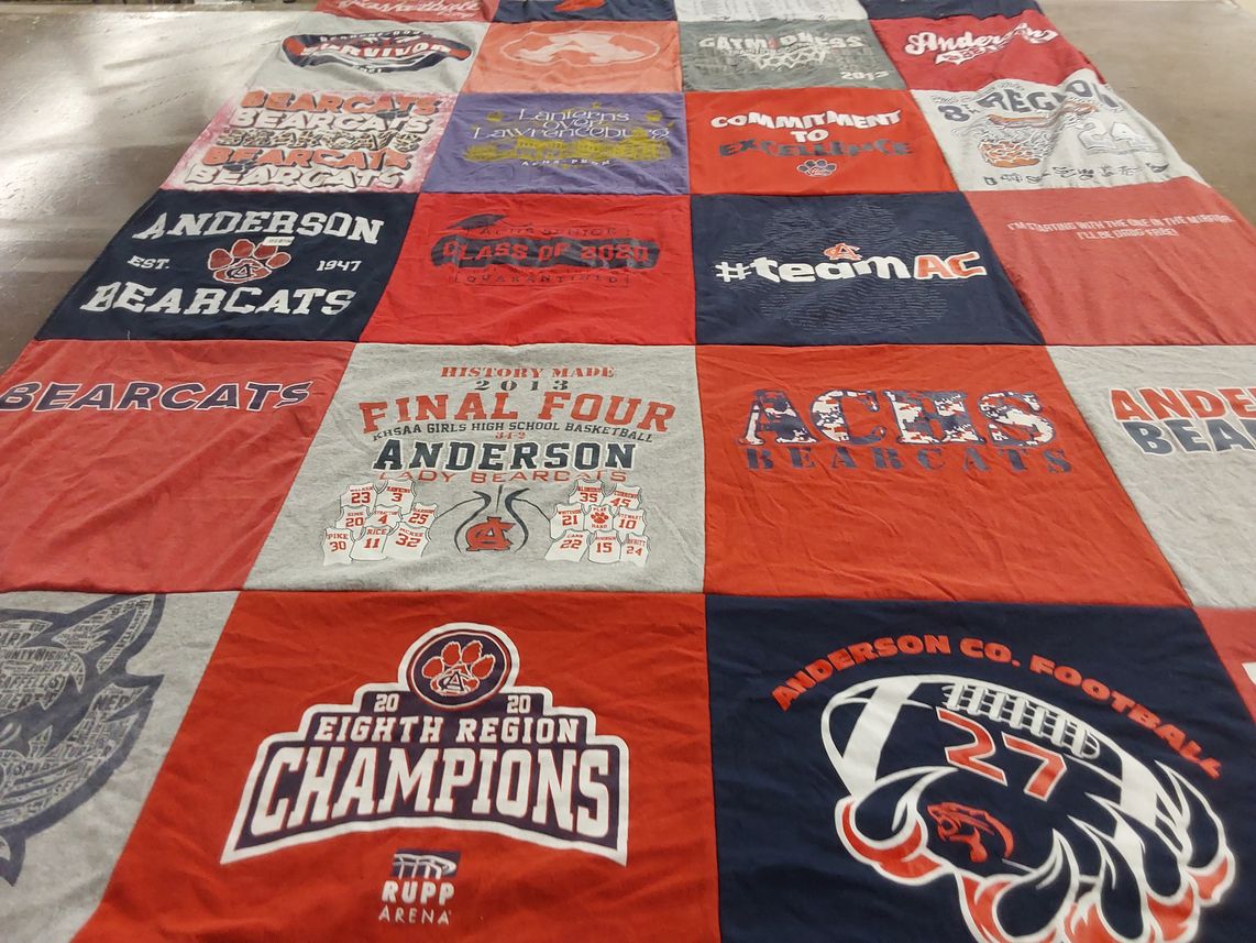 T-shirt quilt featuring anderson county bearcats by Janet from KY