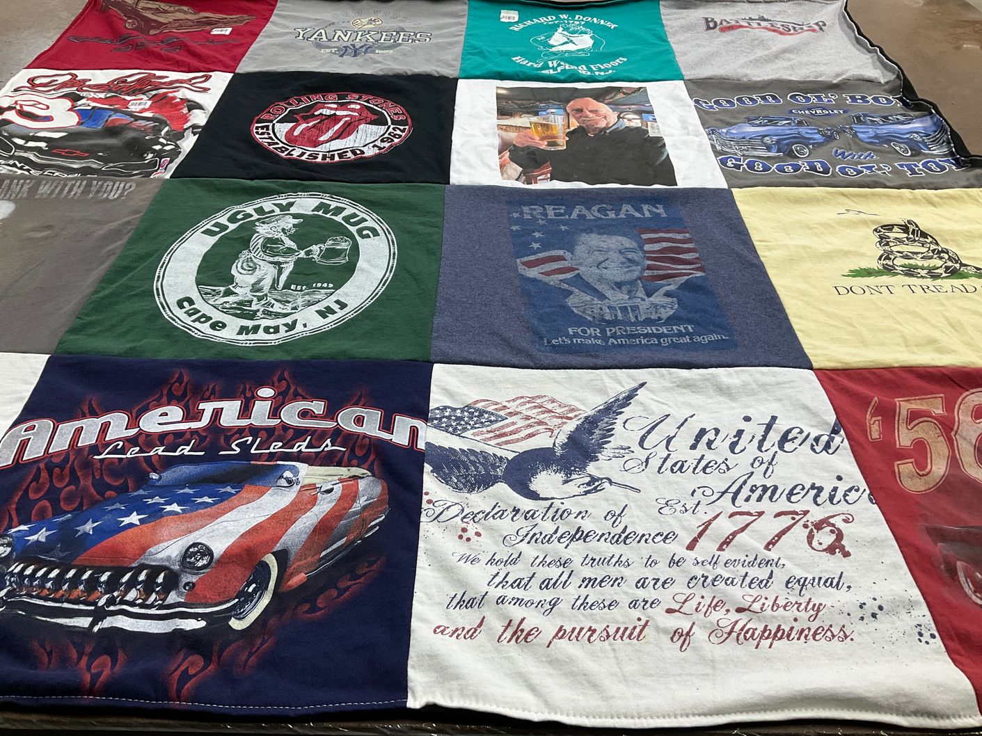 T-shirt quilt with patriotism, politics themes by Frances from NJ