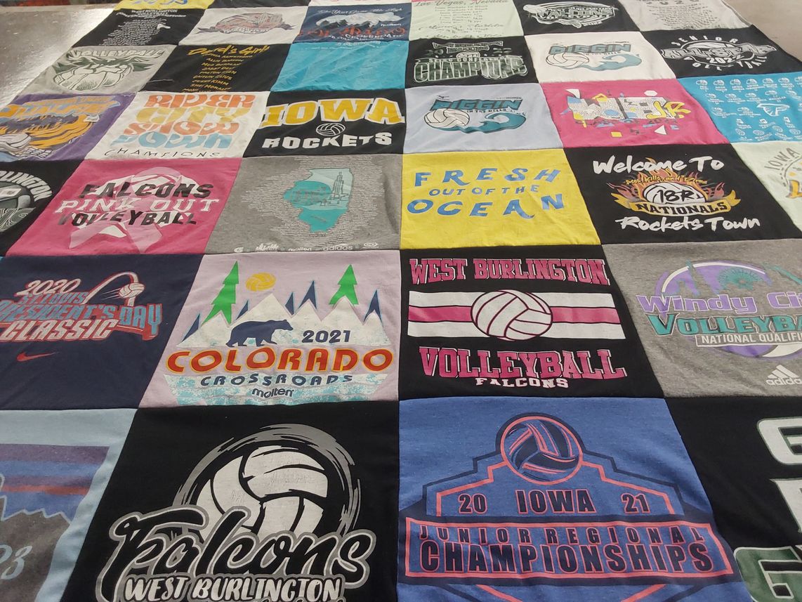 T-shirt quilt featuring west burlington falcons by Holly from IA