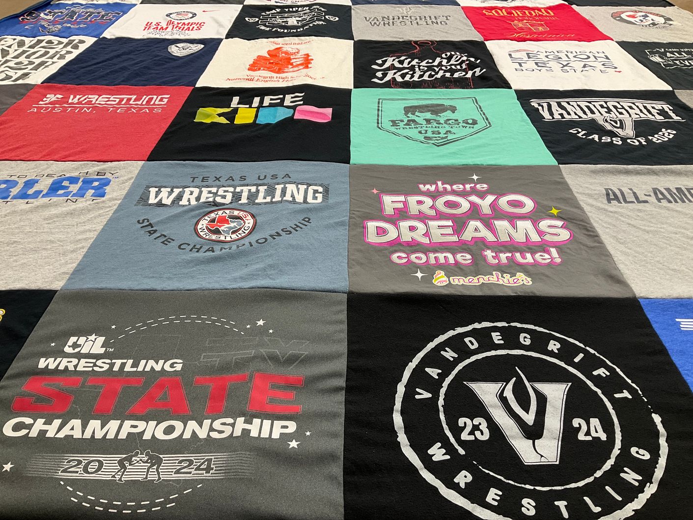 T-shirt quilt featuring vandegirft wrestling by Karen from TX