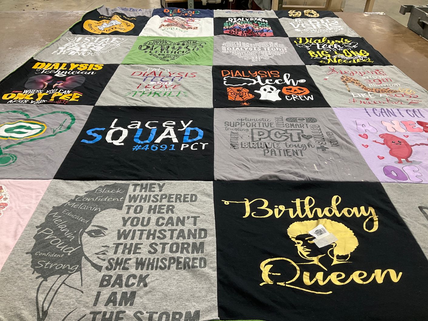 T-shirt quilt with healthcare, education themes by Zoneice from WA