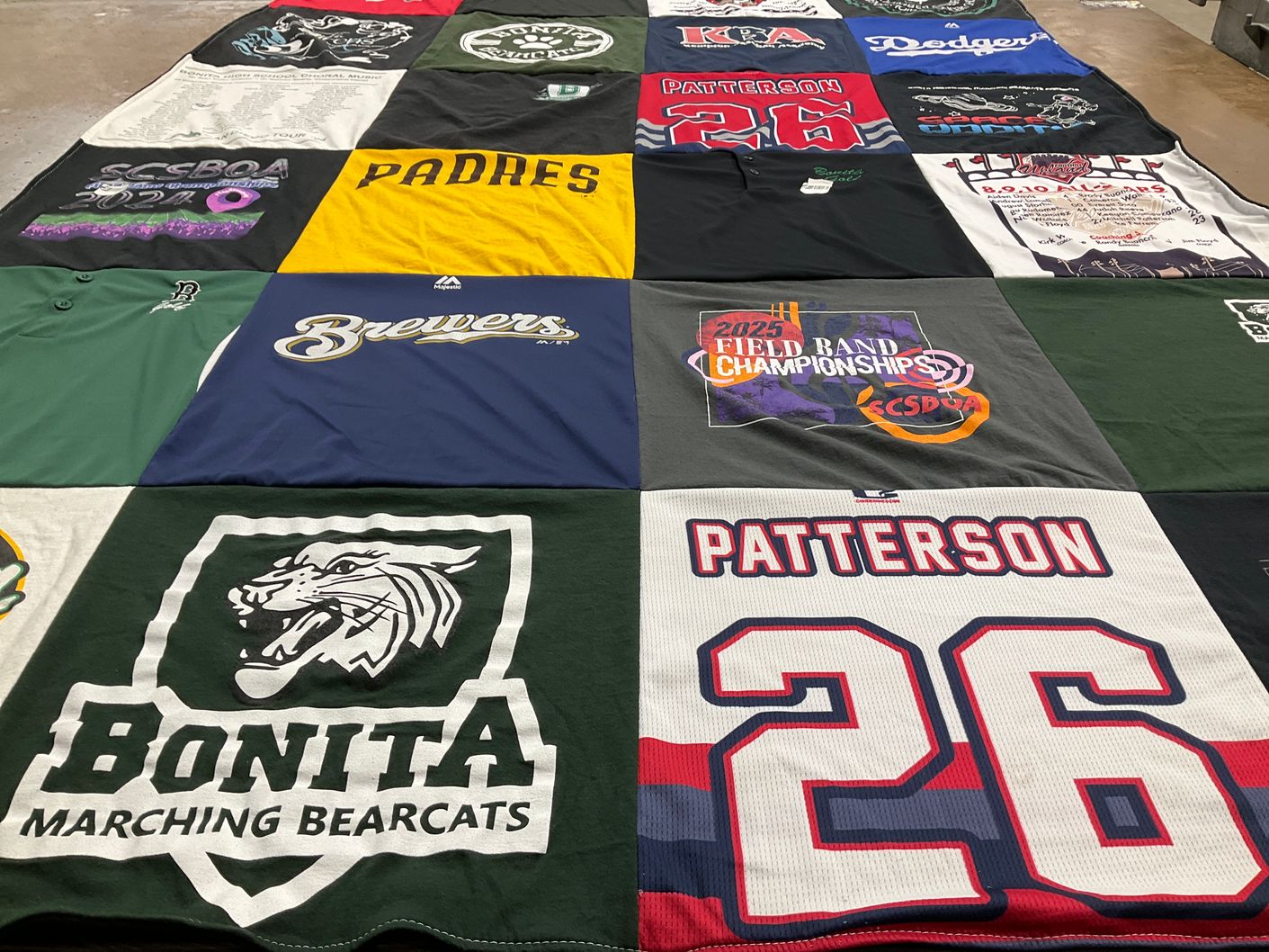T-shirt quilt featuring san diego padres, milwaukee brewers by Bobbi from CA