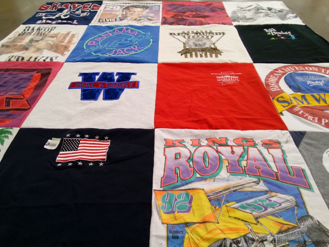 T-shirt quilt with baseball, racing themes by Stephanie from IN