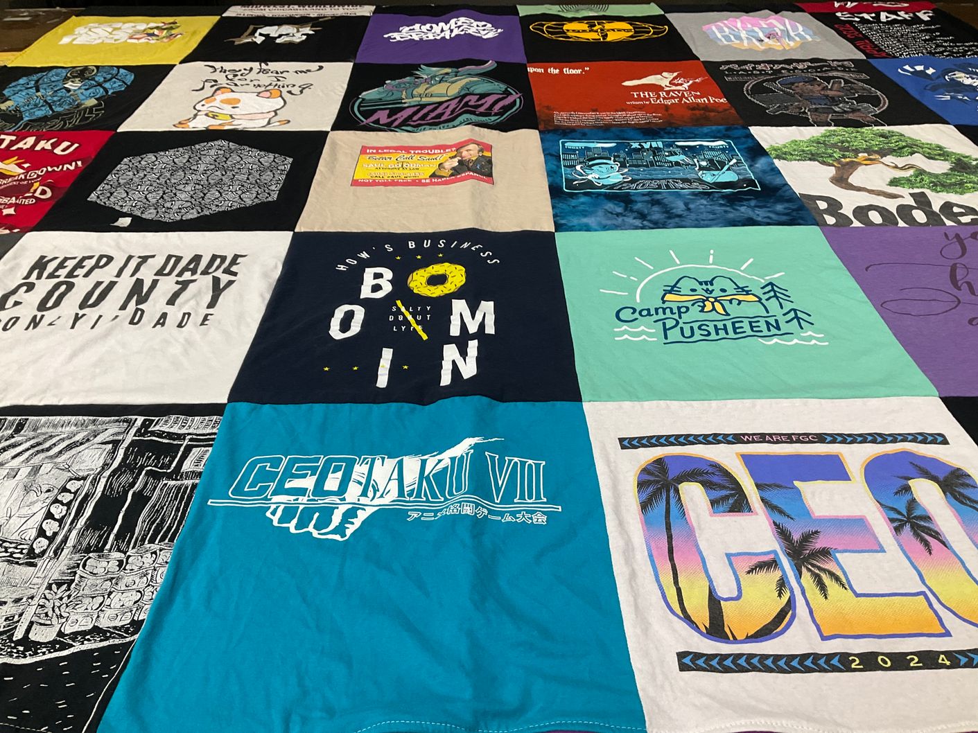 T-shirt quilt with gaming, anime themes by Ryan from FL