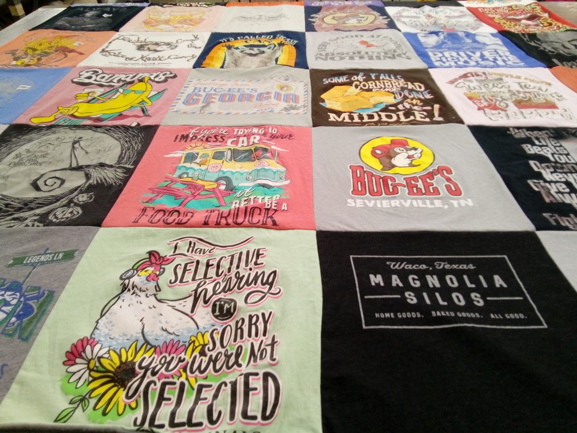 T-shirt quilt with southern culture, food themes by James from KY