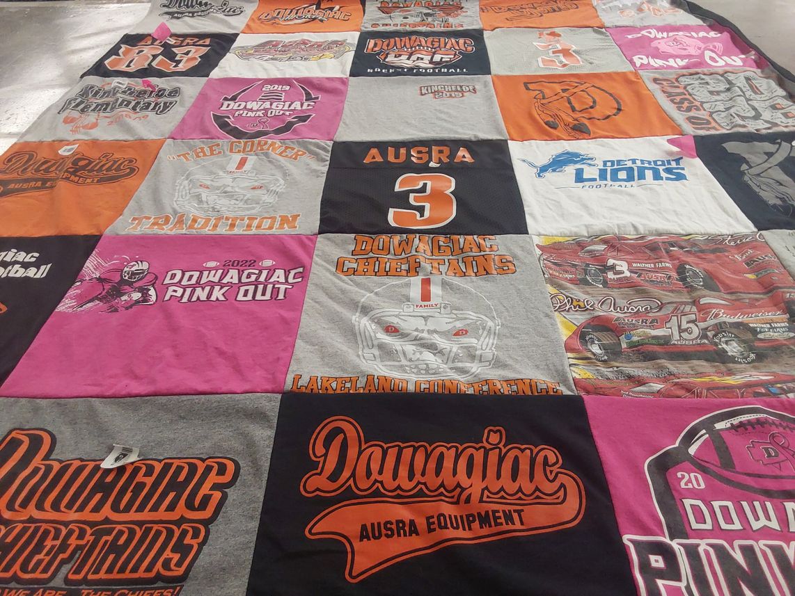T-shirt quilt featuring dowagiac chiefs by Samantha from MI