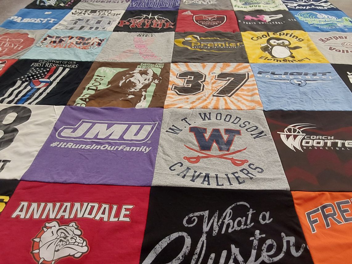 T-shirt quilt featuring w.t. woodson high school cavaliers by Heidi from VA