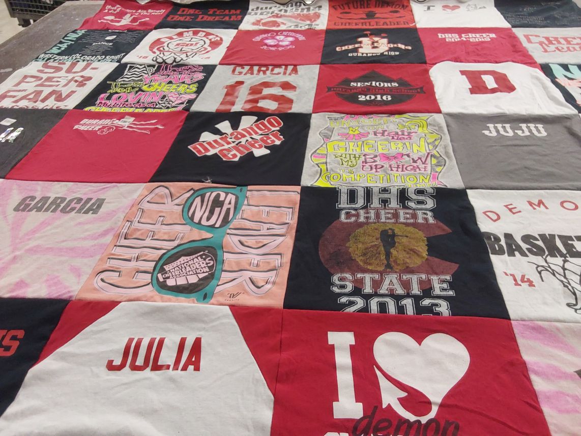 T-shirt quilt from durango high school by Julia from CO