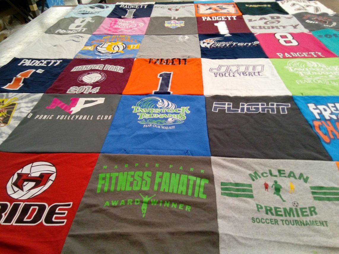 T-shirt quilt featuring harper park volleyball, twisters volleyball by Heidi from VA