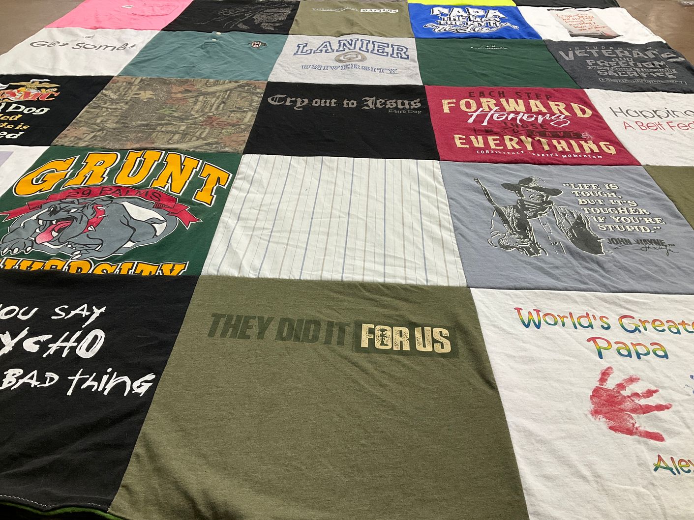 T-shirt quilt from lanier university by Elaine from NE