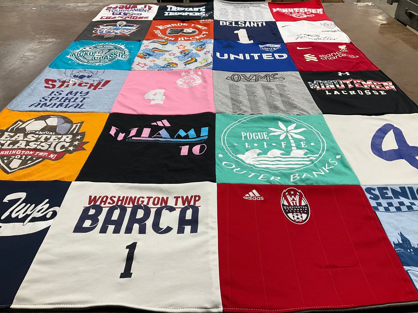 T-shirt quilt featuring barca, united by Stephanie from NJ