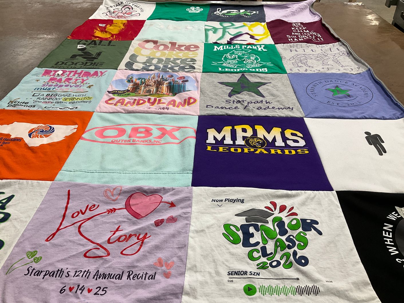 T-shirt quilt featuring mpms leopards by Laura from NC
