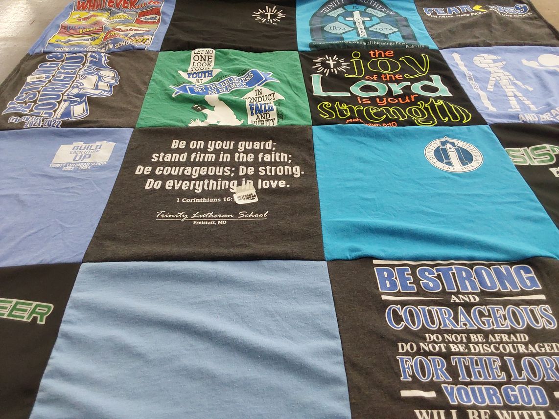 T-shirt quilt from trinity lutheran school by Allison from MO