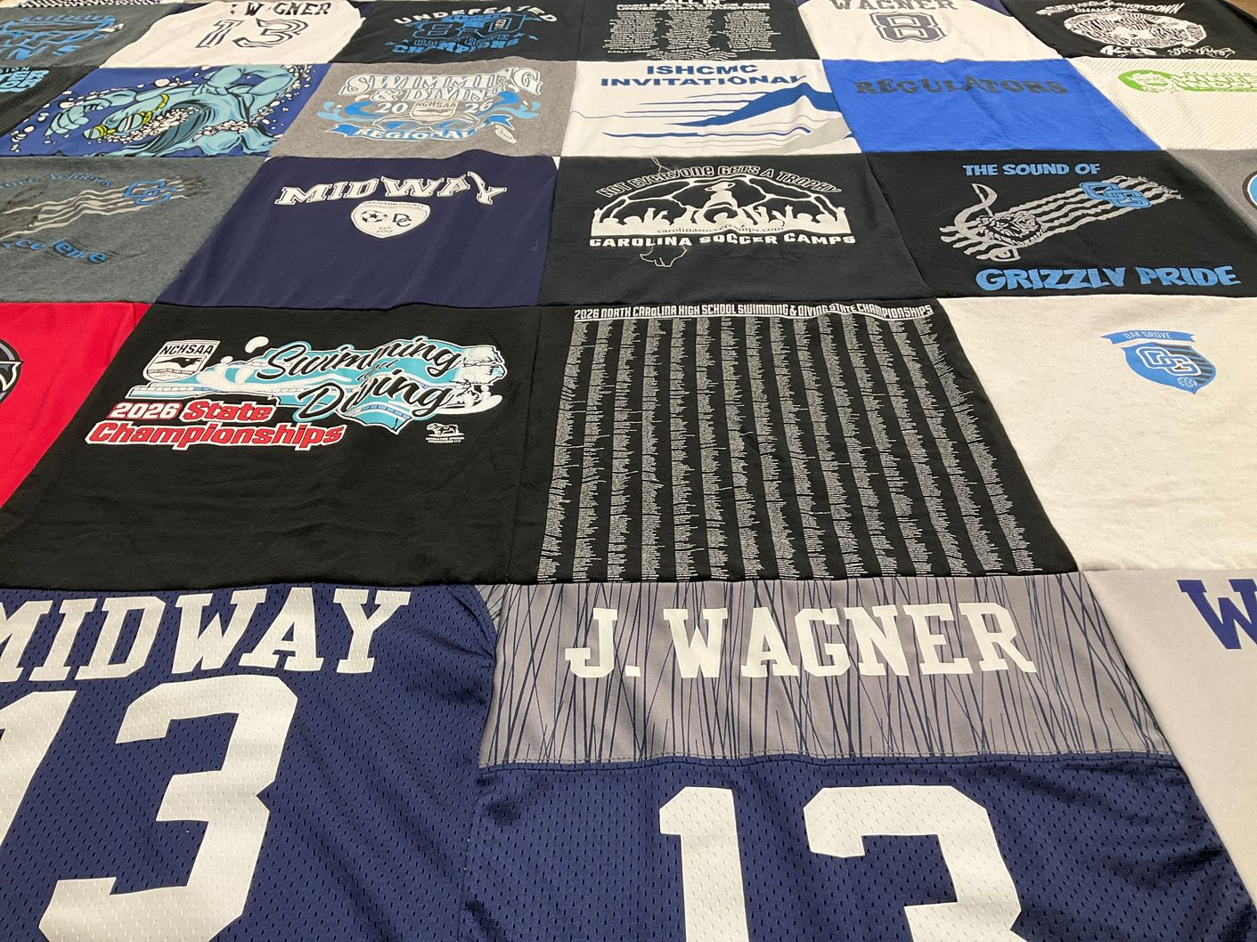 T-shirt quilt from midway high school by Chelsey from NC