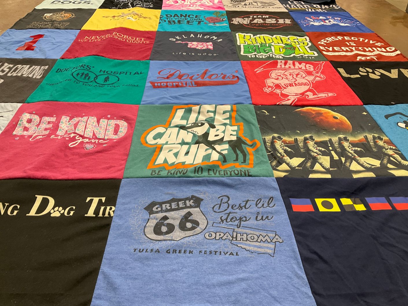 T-shirt quilt with kindness, greek culture themes by Eileen from OK