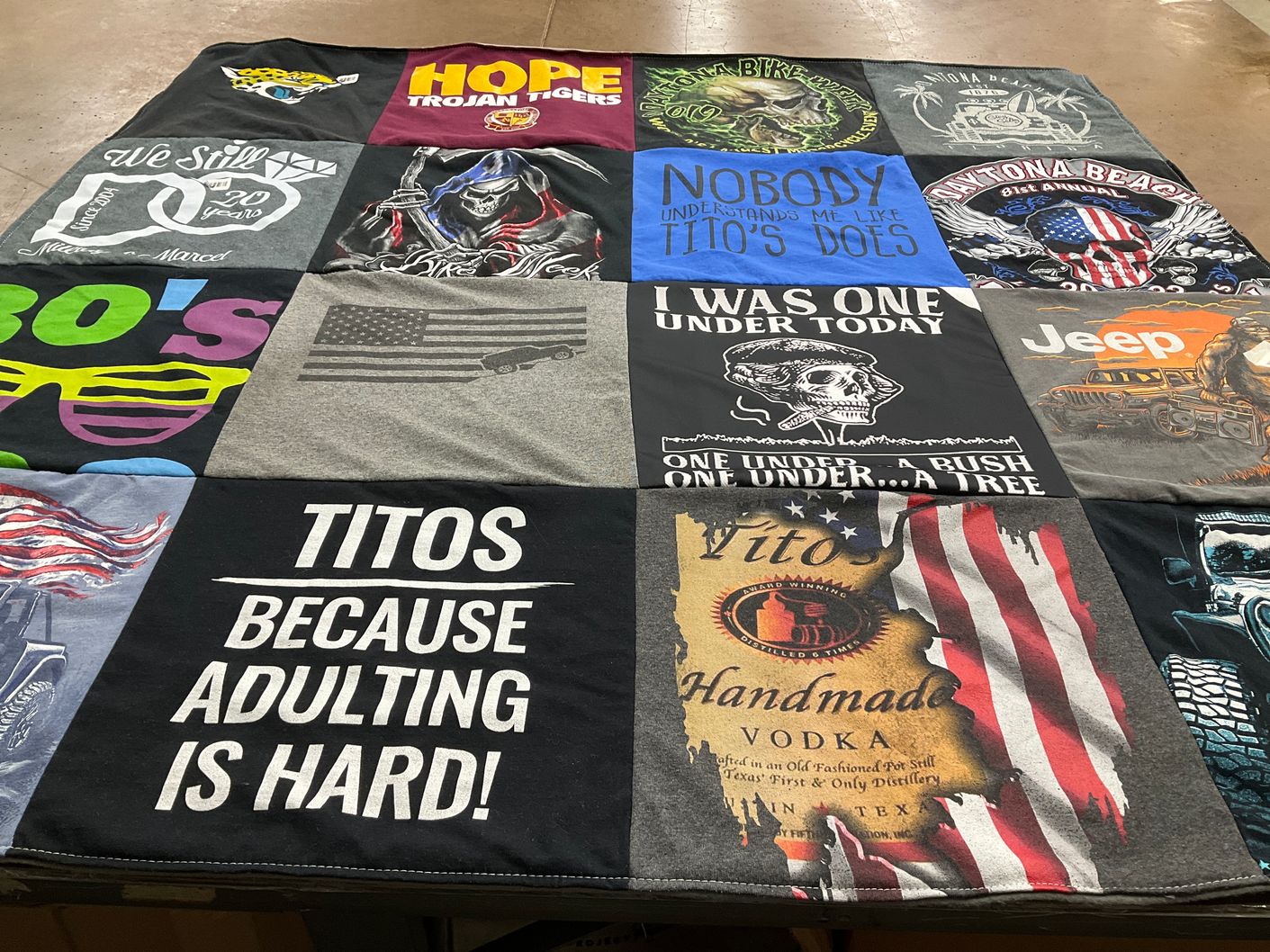 T-shirt quilt from trojan high school by Marcel from FL